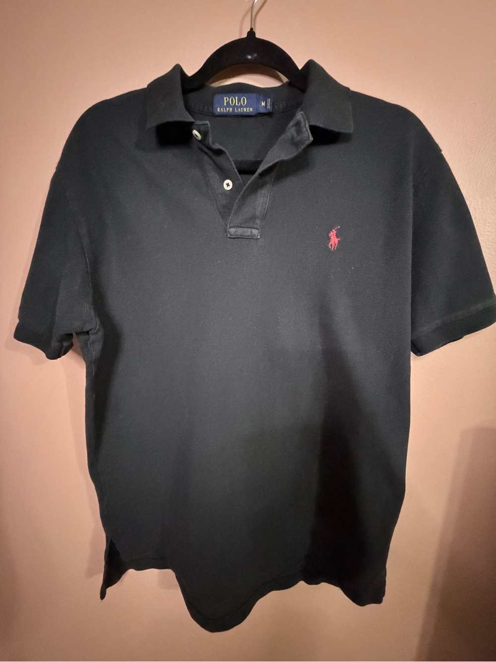 Ralph Lauren Black Polo with Red Pony Embroidery